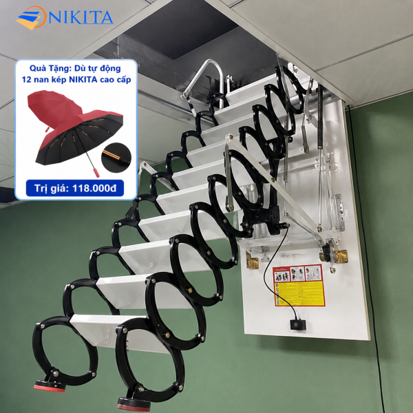Cầu Thang Gác Xếp Điều Khiển Điện Cơ Âm Trần NIKITA NKT - AUT 3700