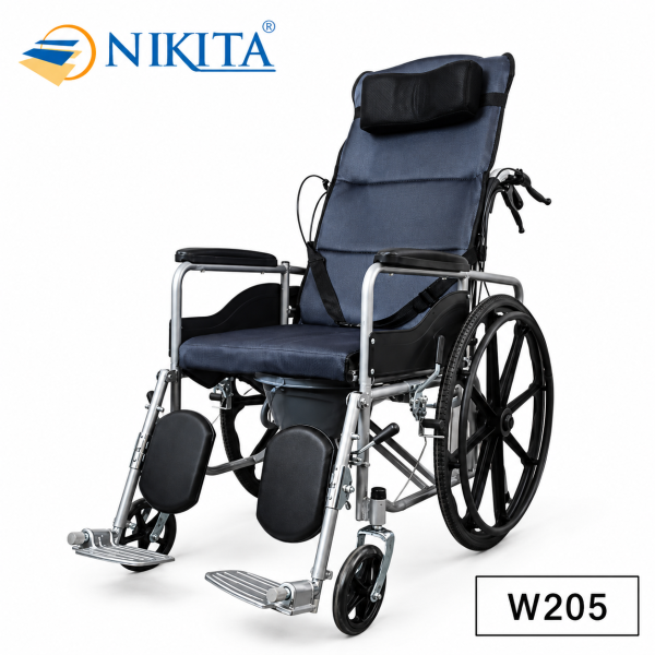 Xe Lăn Tay Ngả Giường Có Lót Nệm W205