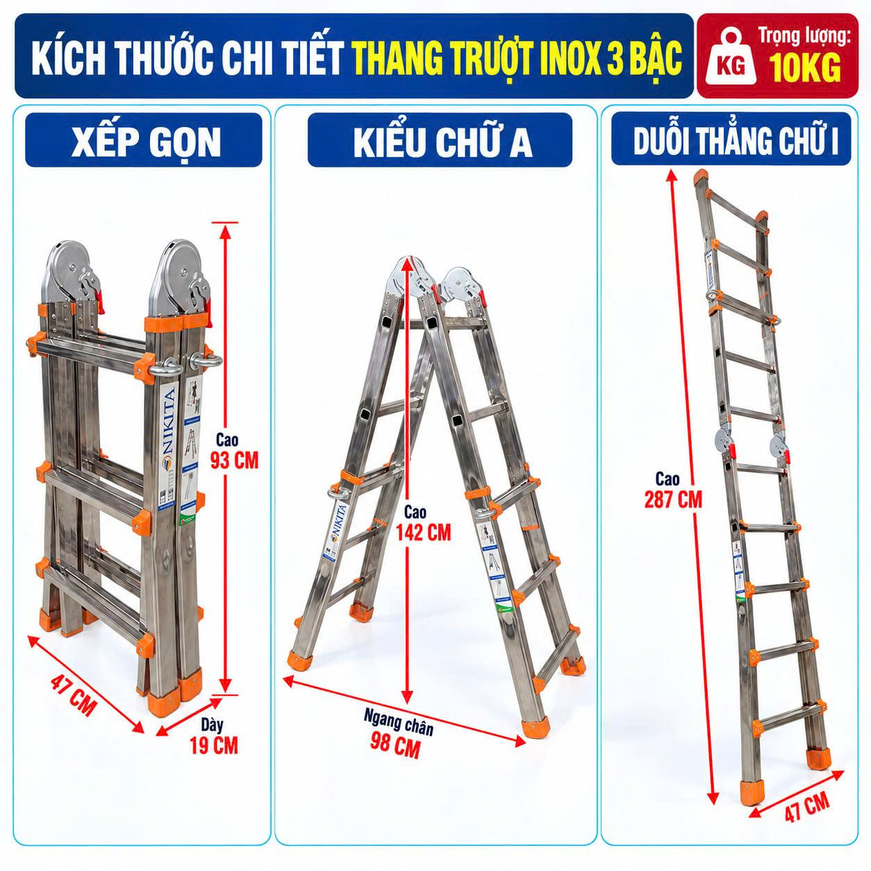 Thang Trượt Inox 3 Bậc