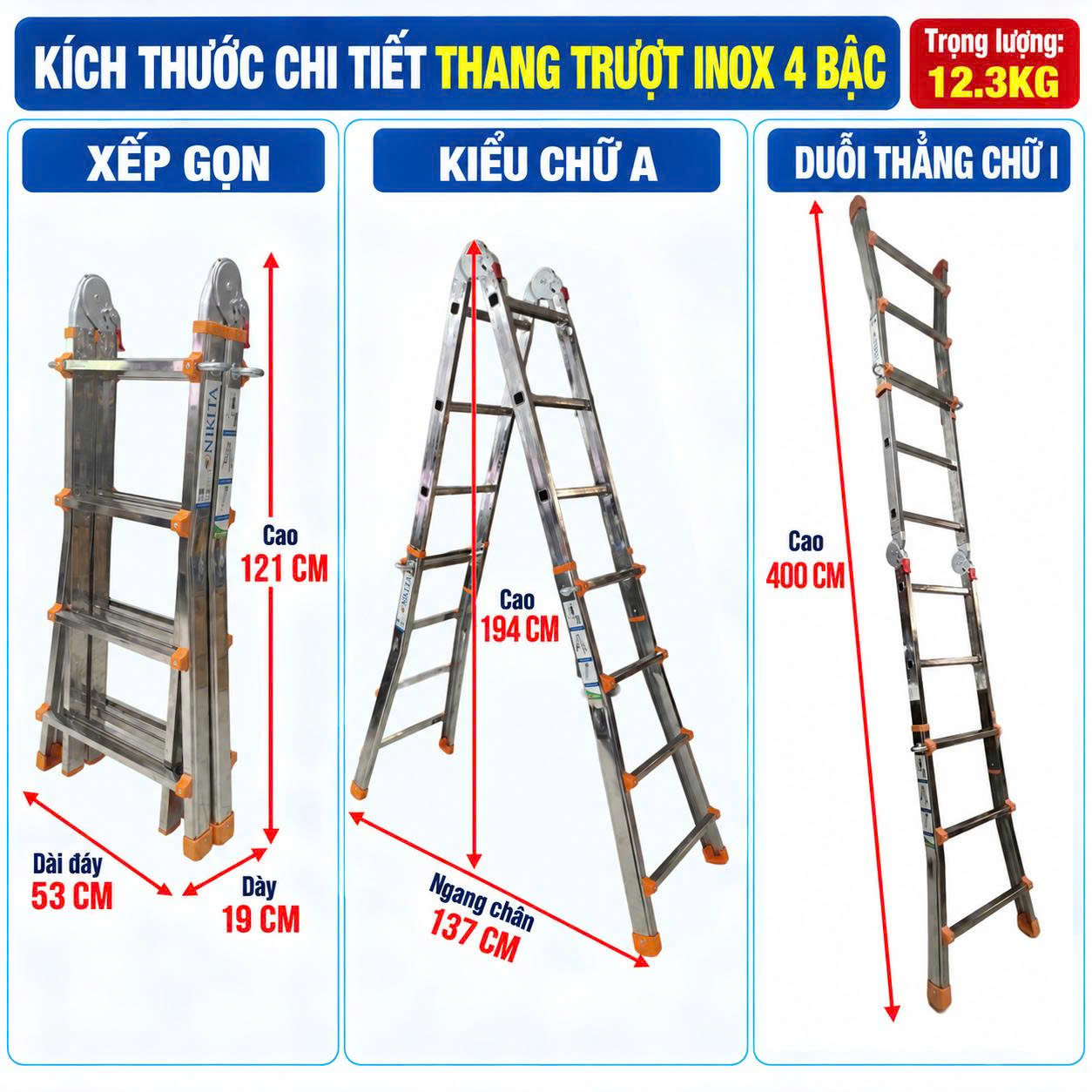 Thang Trượt Inox 4 bậc