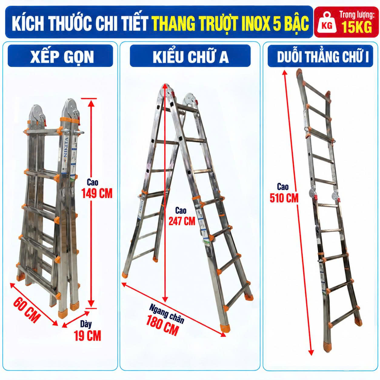 Thang Trượt Inox 5 Bậc