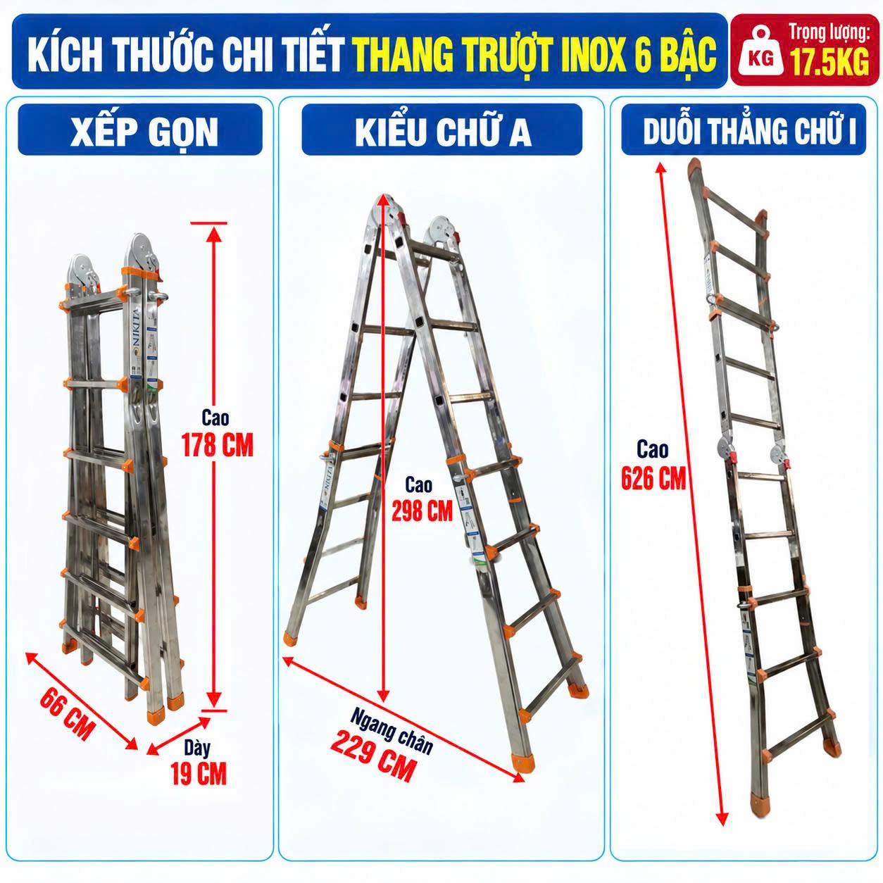 Thang Trượt Inox 6 Bậc