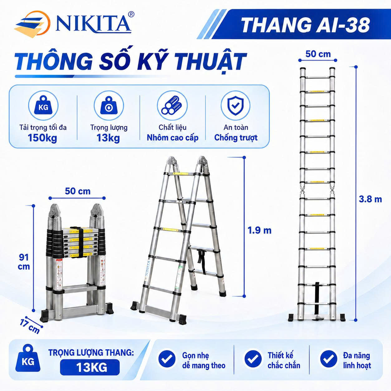 Thông số kỹ thuật thang AI 38