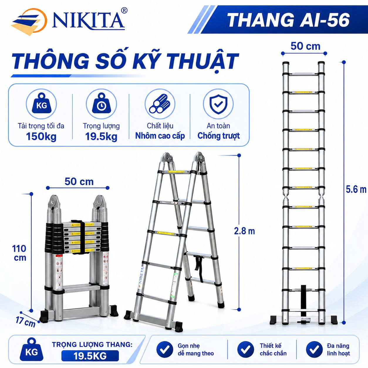 Thông số kỹ thuật thang AI 56