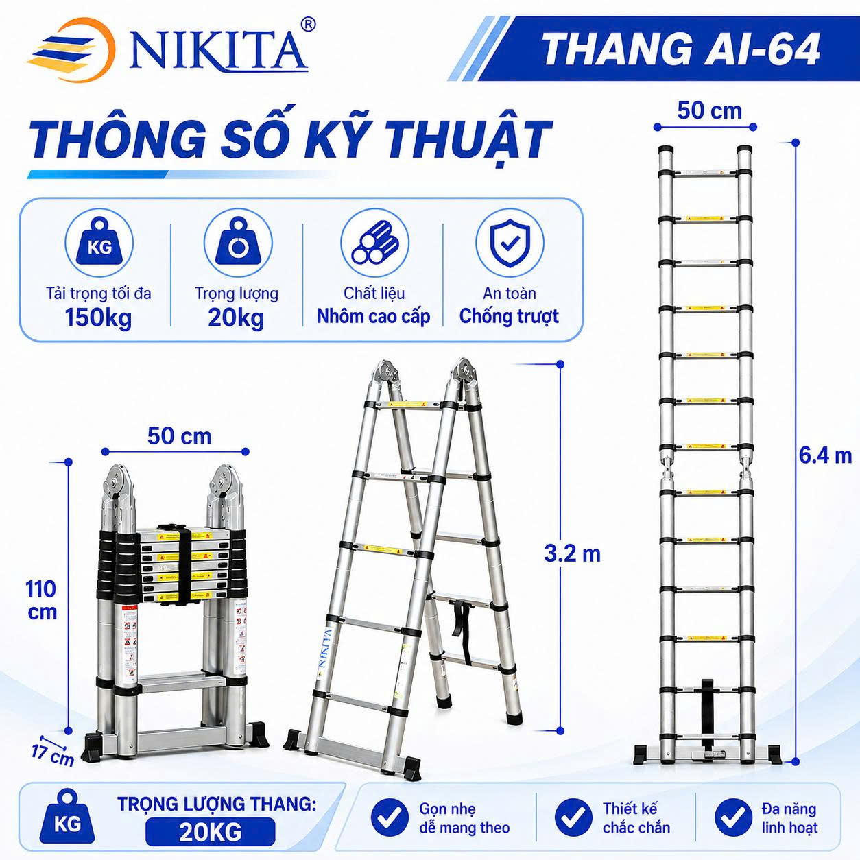Thông số kỹ thuật thang AI 64