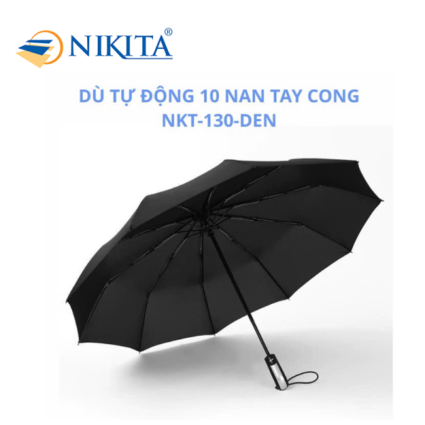 Dù Tiện Lợi 10 Nan Tay Cong NKT - 130 Màu Đen