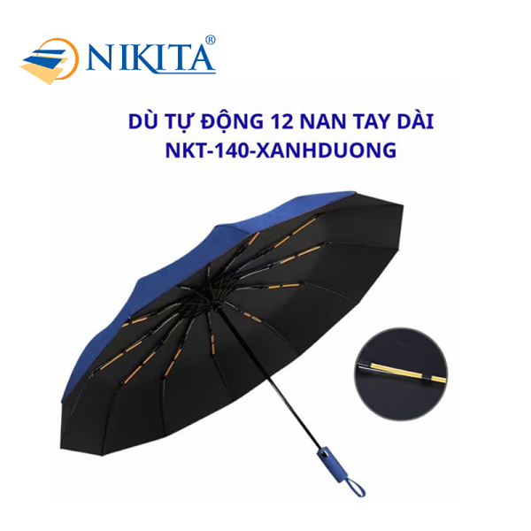 Dù Tự Động 12 Nan Tay Dài NKT - 140 Màu Xanh Dương