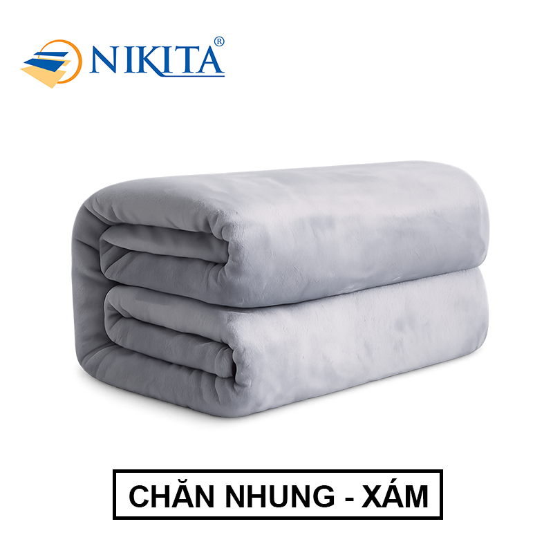 chăn nhung xám