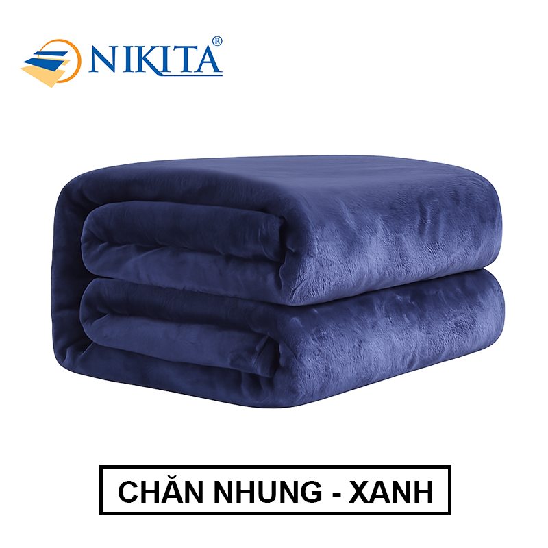 chăn nhung xanh